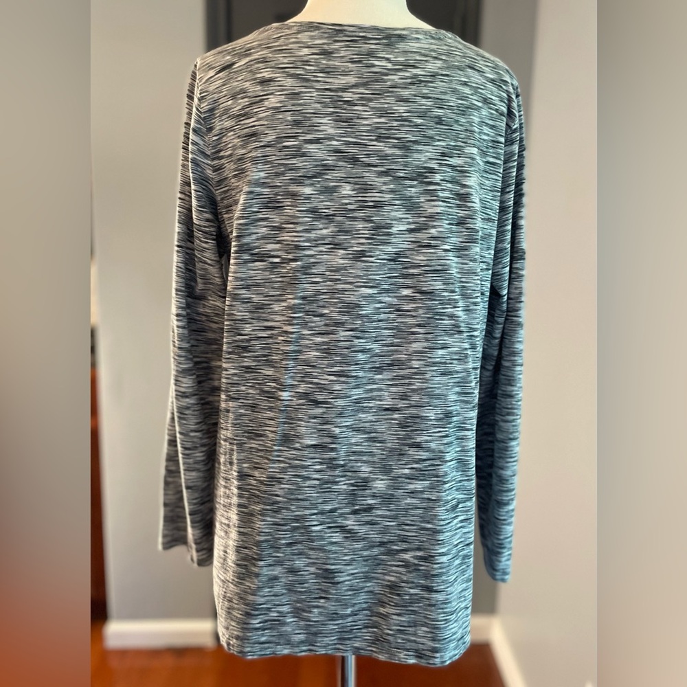 Pure Jill Women's Cotton Gray Marbled Long Sleeve Comfy Tee Tunic Top - Picture 4 of 10